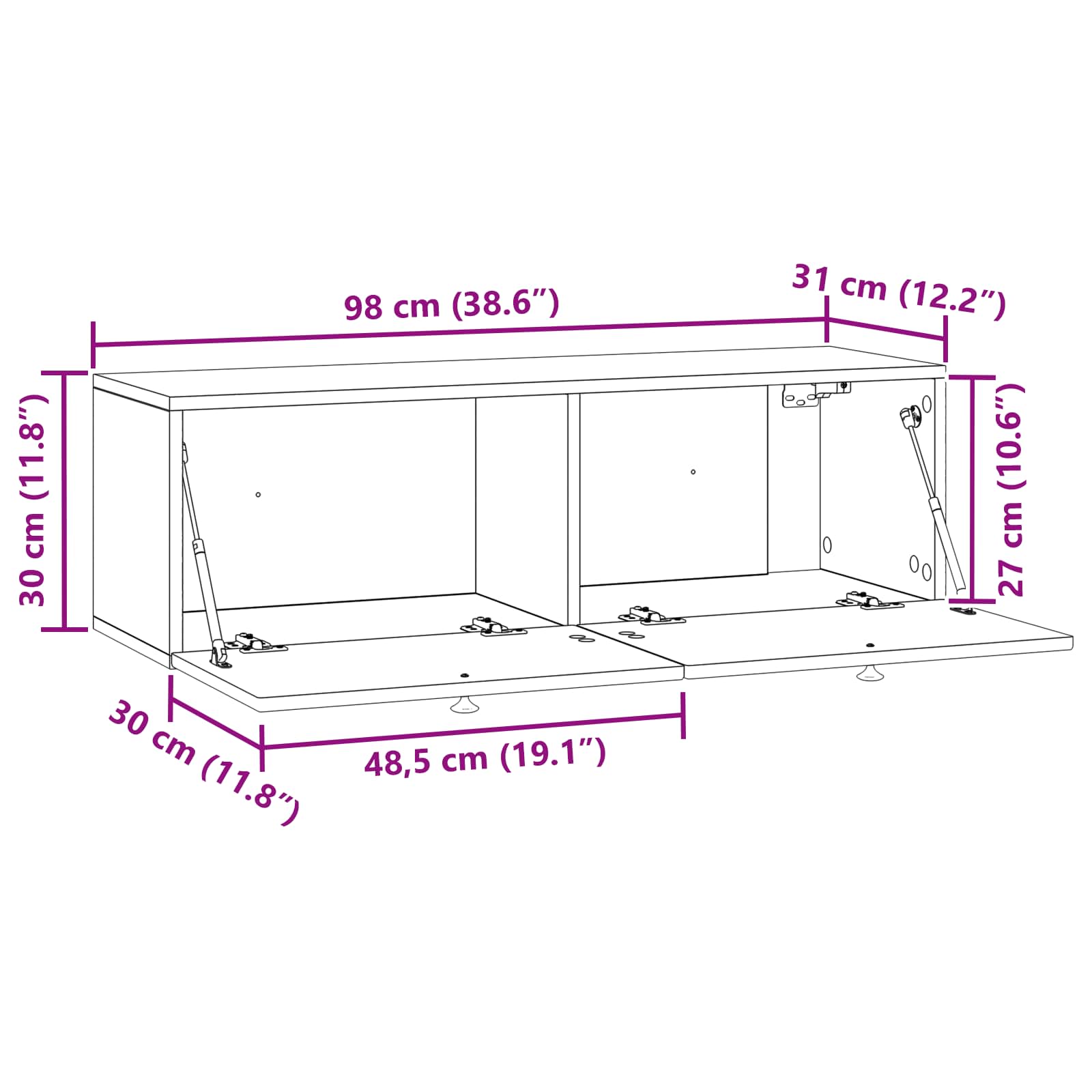 Meuble TV mural Chêne Sonoma 98 x 31 x 30 cm Bois d'ingénierie - XIOS