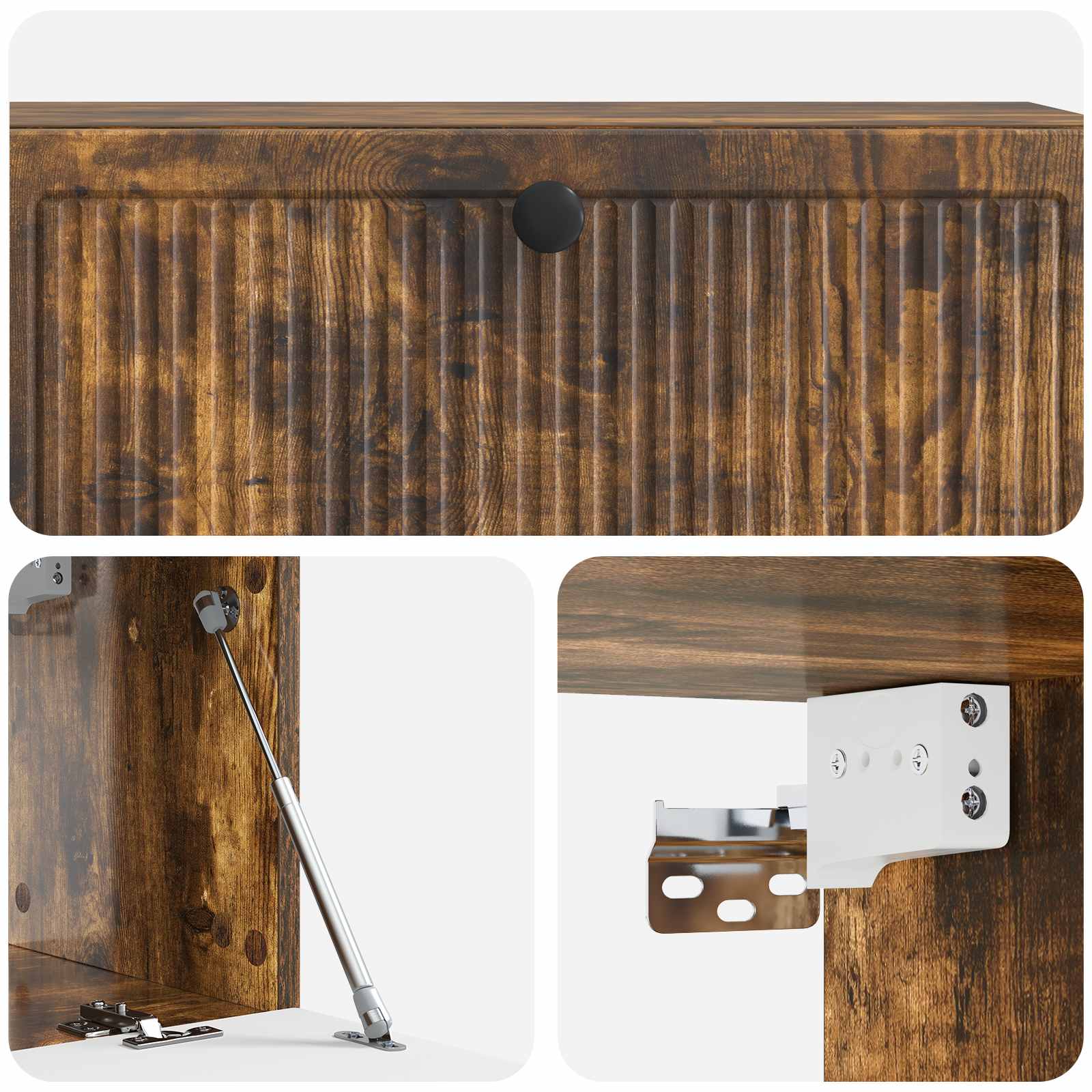Meuble TV mural Chêne fumé 98 x 31 x 30 cm Bois d'ingénierie - XIOS