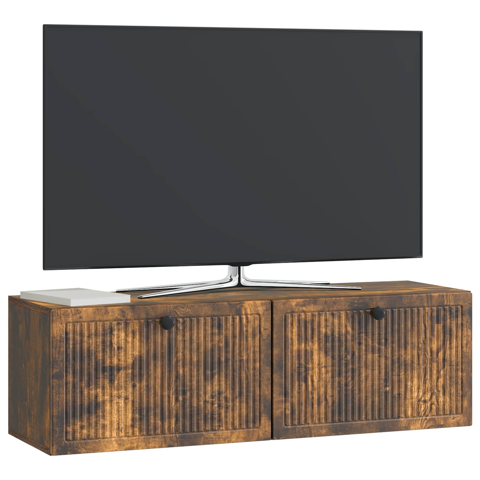 Meuble TV mural Chêne fumé 98 x 31 x 30 cm Bois d'ingénierie - XIOS