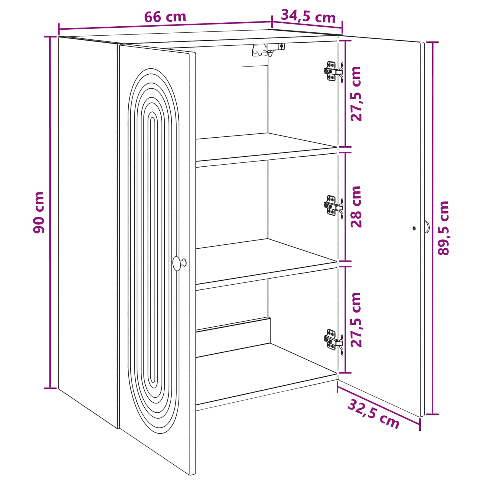 Armoire Murale Gris béton 66 x 34,5 x 90 cm Bois d'ingénierie - XIOS