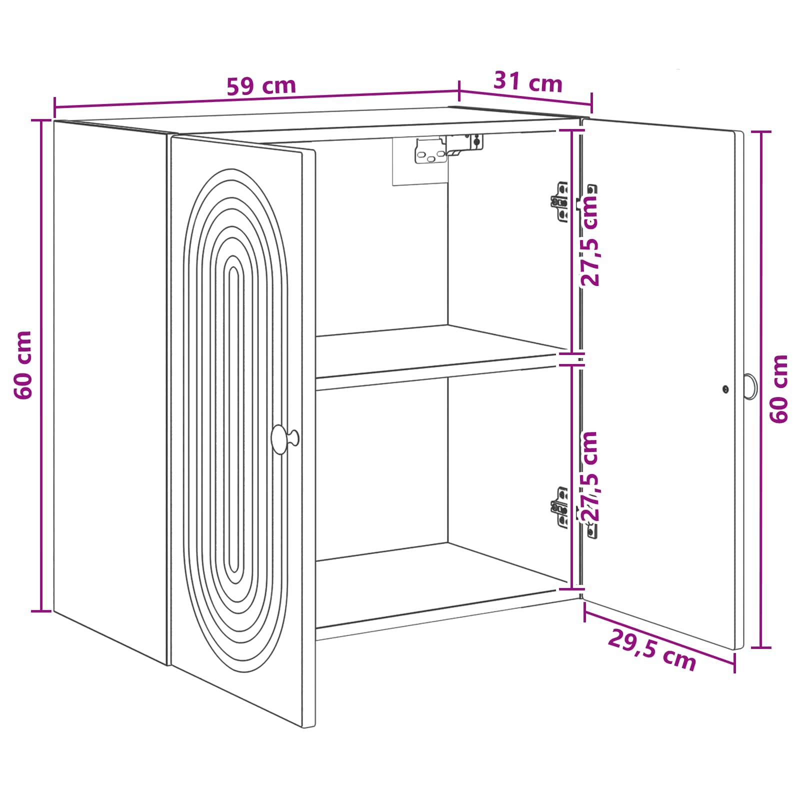 Armoire Murale Sonoma gris 59 x 31 x 60 cm Bois d'ingénierie - XIOS