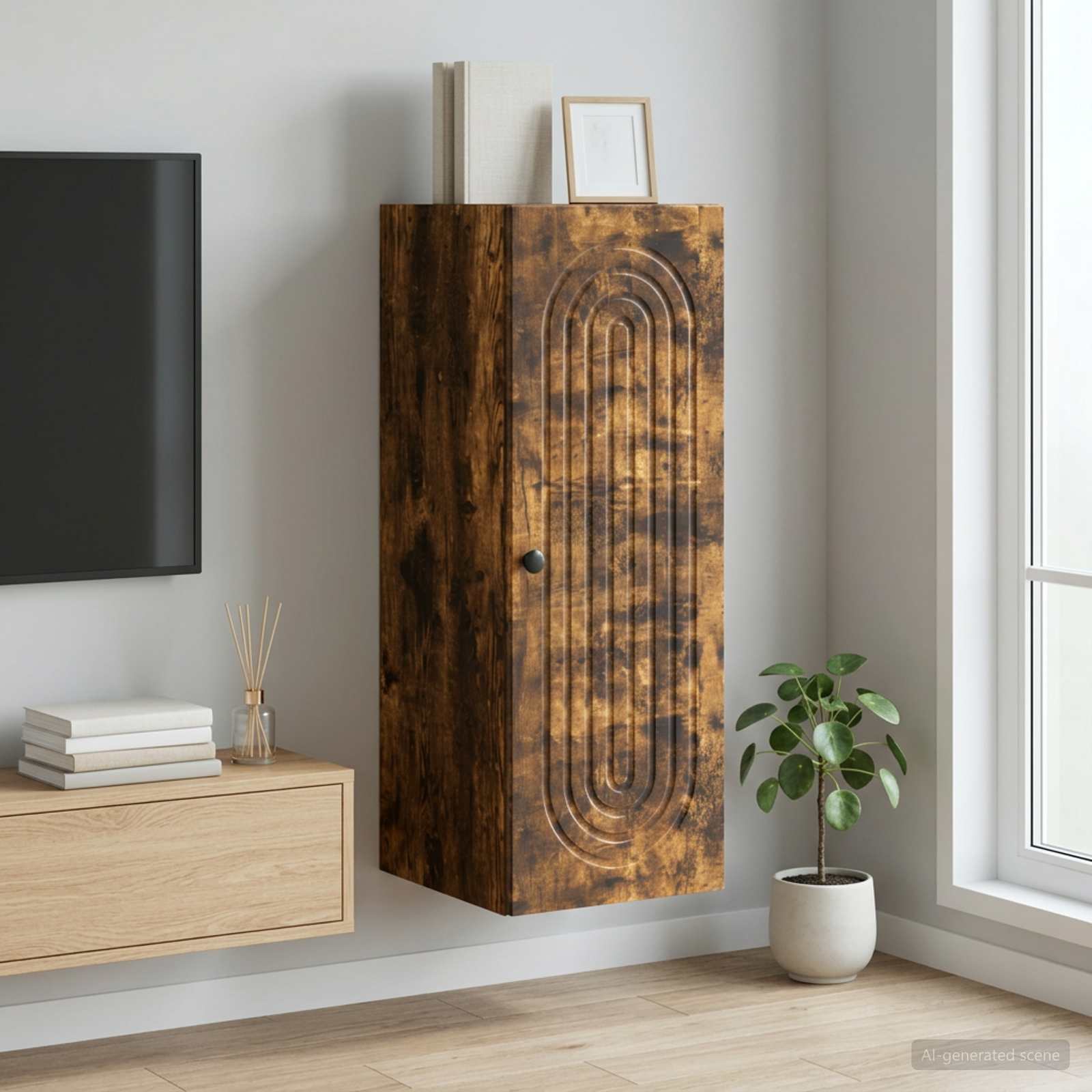 Armoire Murale Chêne fumé 33 x 34,5 x 90 cm Bois d'ingénierie - XIOS