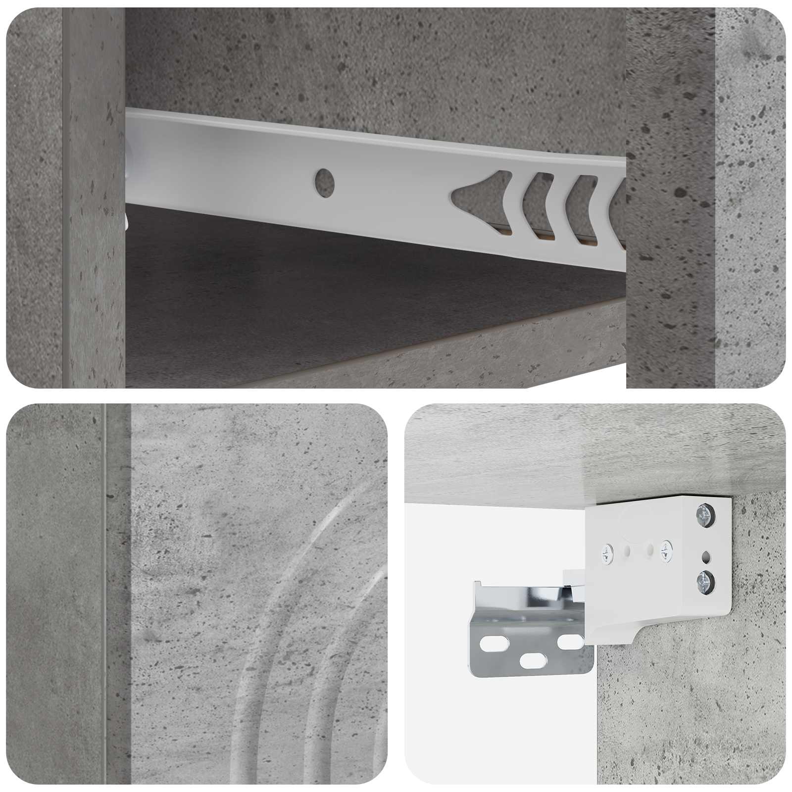 Cabinet de chevet mural 2 pcs Gris béton 33 x 34,5 x 20 cm - XIOS
