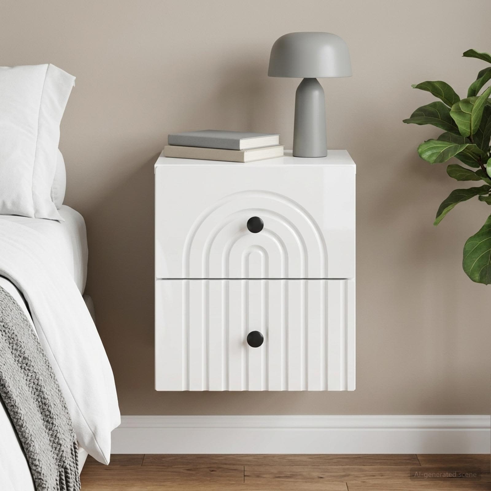 Cabinet de chevet mural Blanc brillant 33 x 34,5 x 40 cm - XIOS