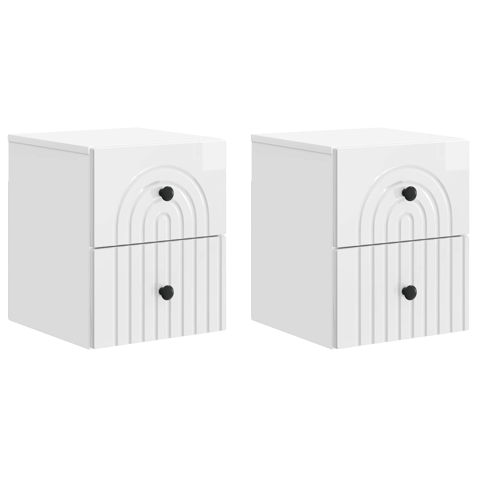 Cabinet de chevet mural 2 pcs Blanc brillant 33 x 34,5 x 40 cm - XIOS