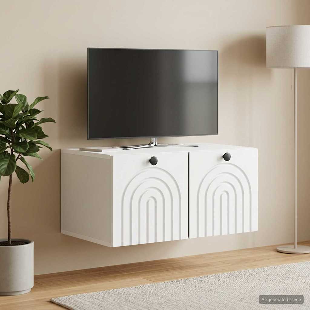 Meuble TV mural Blanc 59,5 x 41 x 30 cm Bois d'ingénierie - XIOS