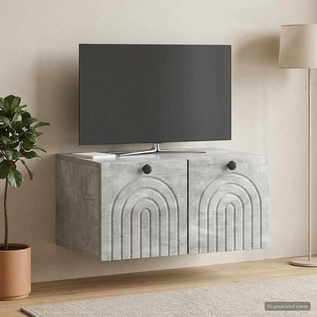 Meuble TV mural Gris béton 59,5 x 41 x 30 cm Bois d'ingénierie - XIOS