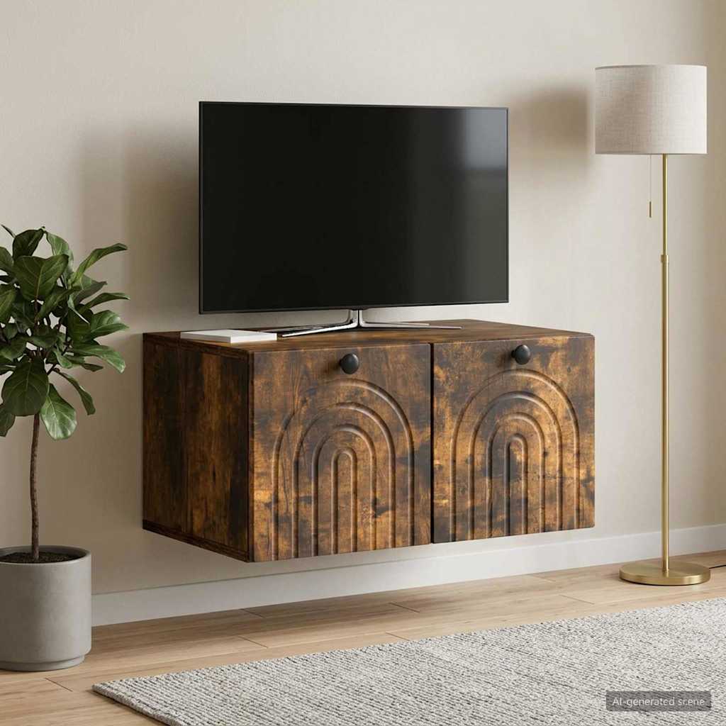 Meuble TV mural Chêne fumé 59,5 x 41 x 30 cm Bois d'ingénierie - XIOS