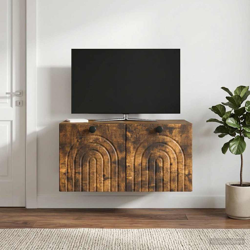 Meuble TV mural Chêne fumé 59,5 x 41 x 30 cm Bois d'ingénierie - XIOS