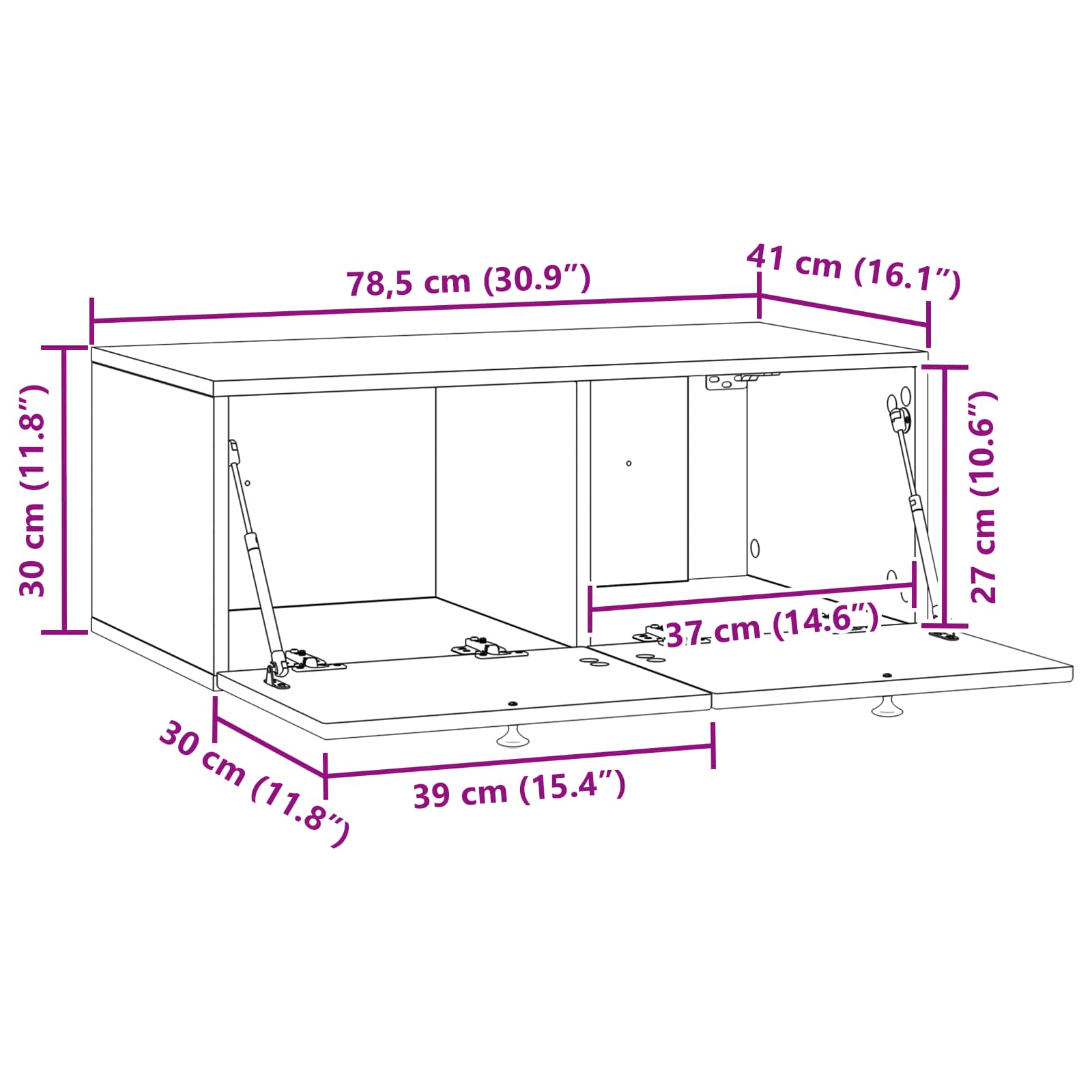 Meuble TV mural Montage mural Blanc brillant 78,5 x 41 x 30 cm - XIOS