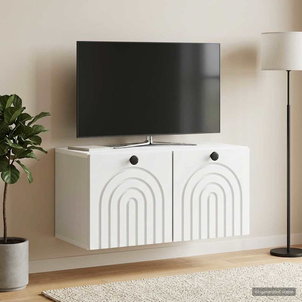 Meuble TV mural Blanc 59,5 x 31 x 30 cm Bois d'ingénierie - XIOS