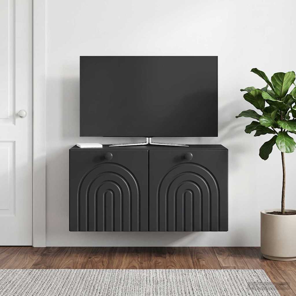 Meuble TV mural Noir 59,5 x 31 x 30 cm Bois d'ingénierie - XIOS