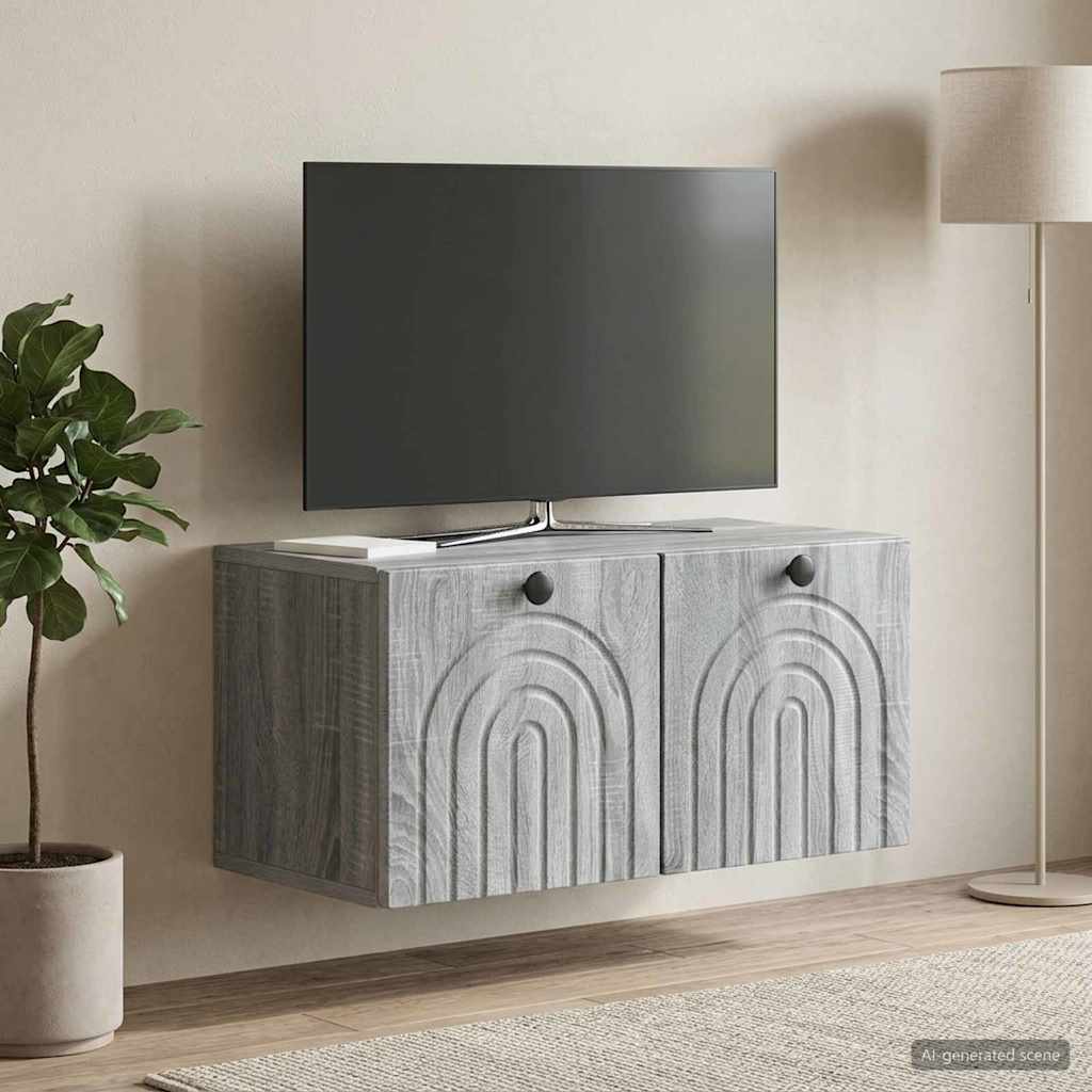 Meuble TV mural Sonoma gris 59,5 x 31 x 30 cm Bois d'ingénierie - XIOS