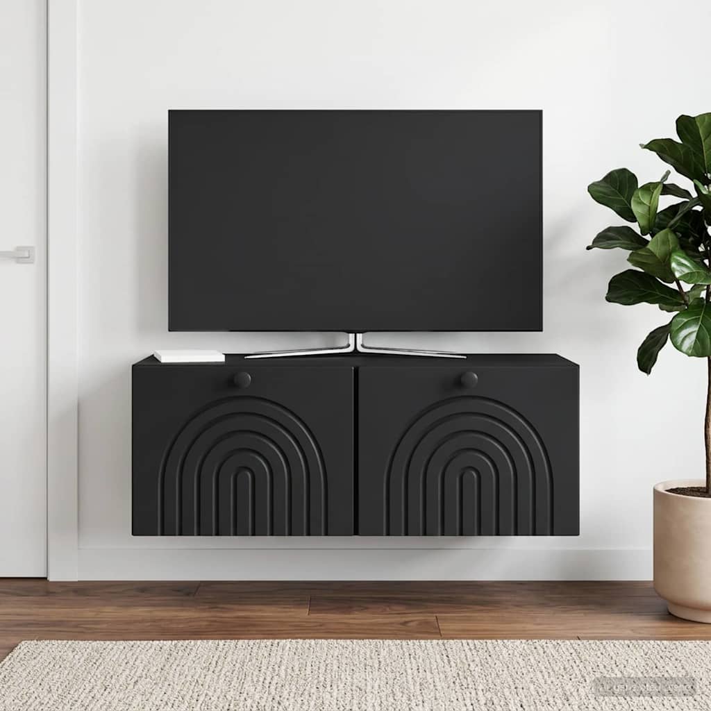Meuble TV mural Noir 78,5 x 31 x 30 cm Bois d'ingénierie - XIOS