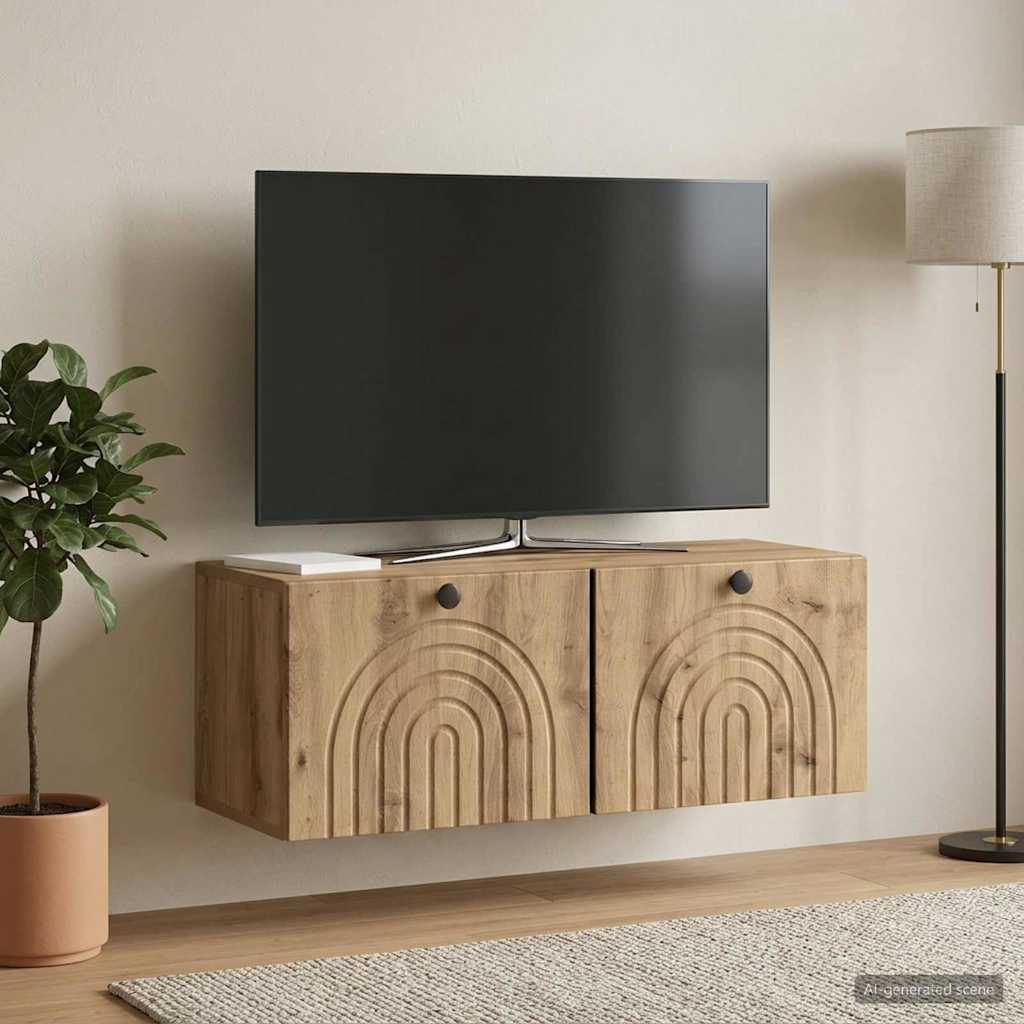 Meuble TV mural 78,5 x 31 x 30 cm Chêne artisanal - XIOS