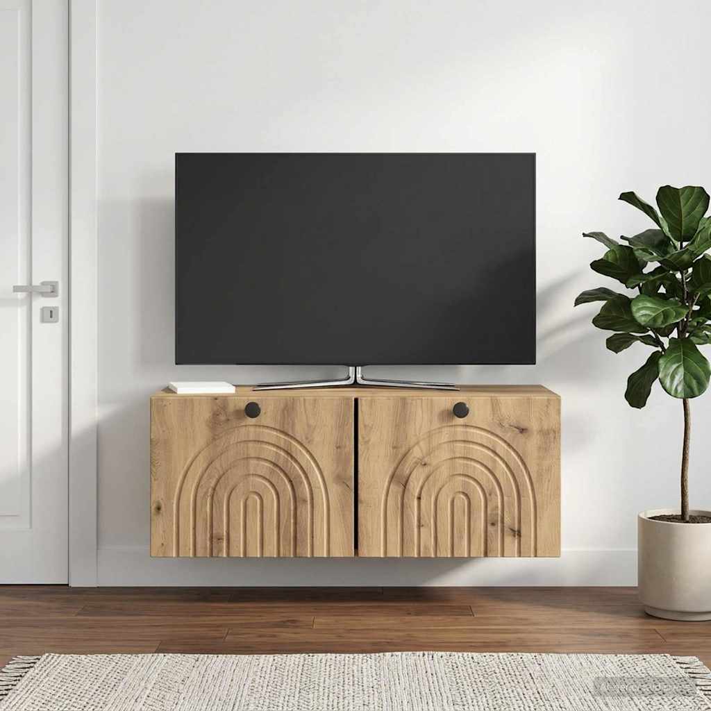 Meuble TV mural 78,5 x 31 x 30 cm Chêne artisanal - XIOS