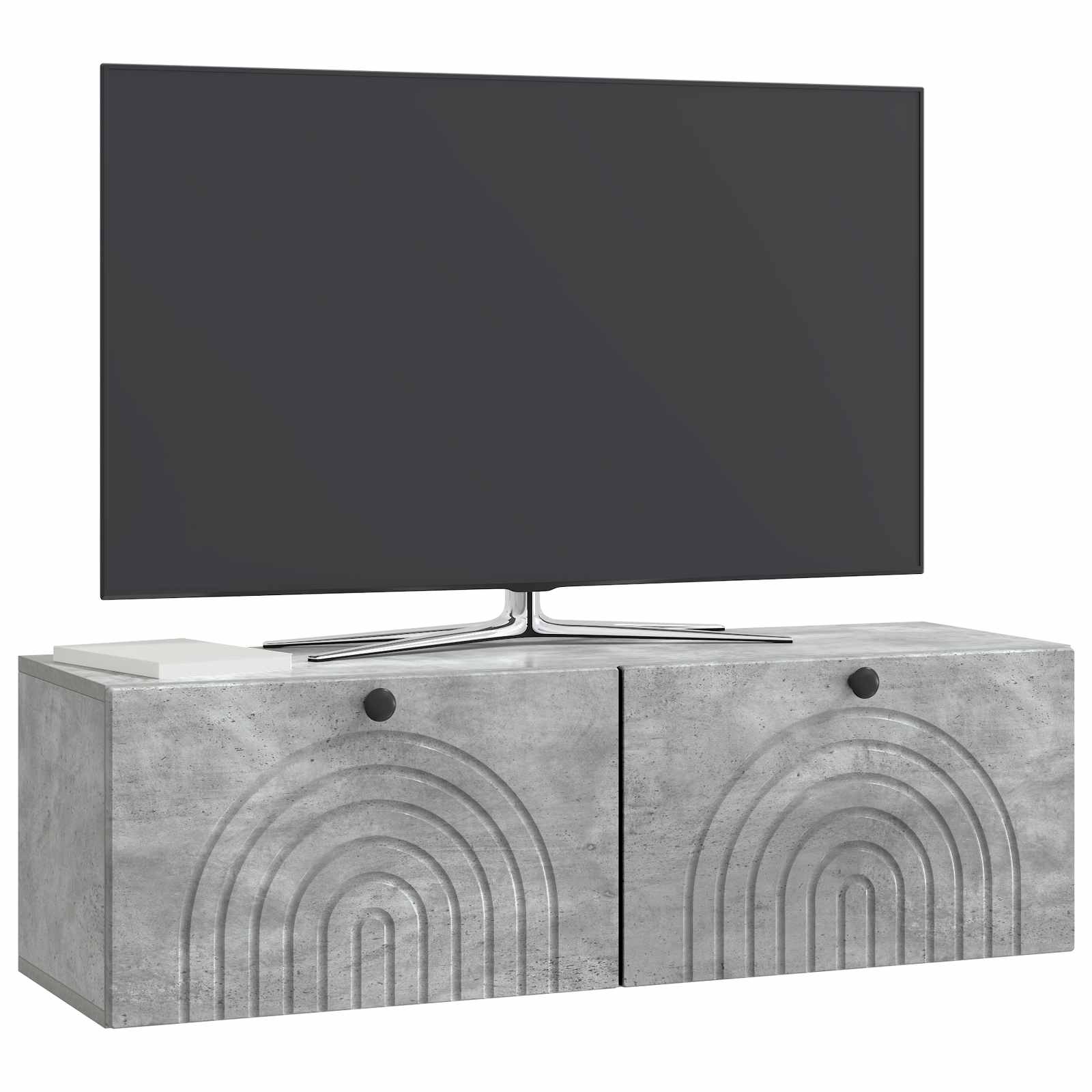 Meuble TV mural Gris béton 98 x 31 x 30 cm Bois d'ingénierie - XIOS