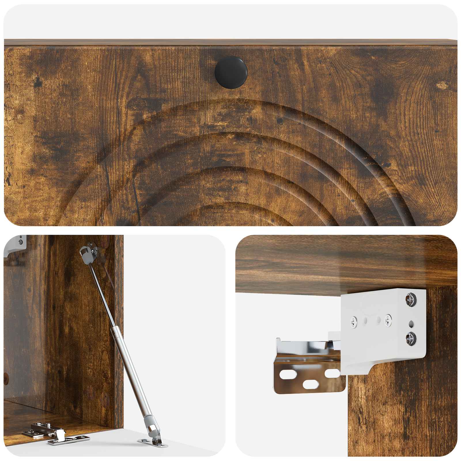 Meuble TV mural Chêne fumé 98 x 31 x 30 cm Bois d'ingénierie - XIOS