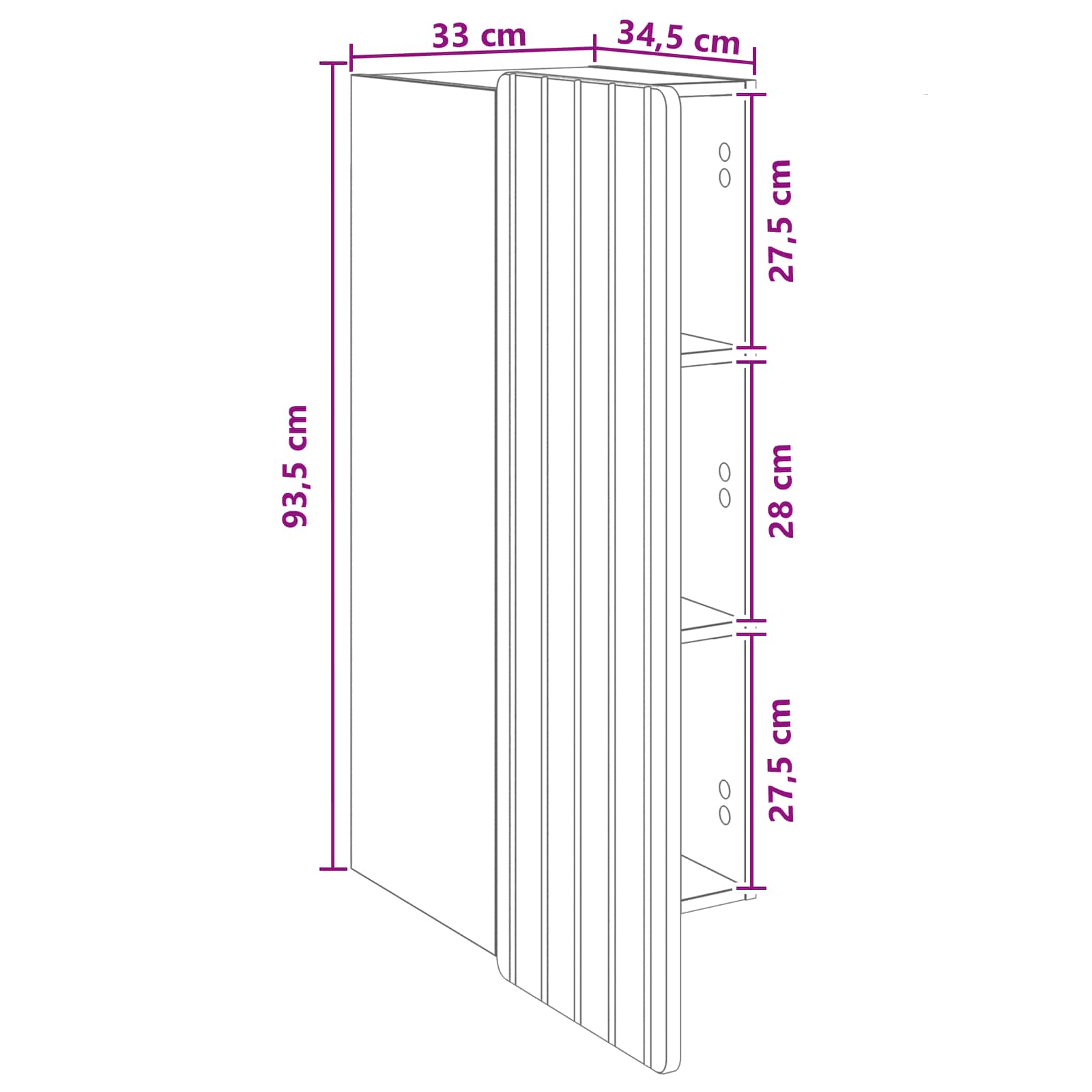 Armoire Murale Blanc brillant 33 x 34,5 x 94 cm - XIOS