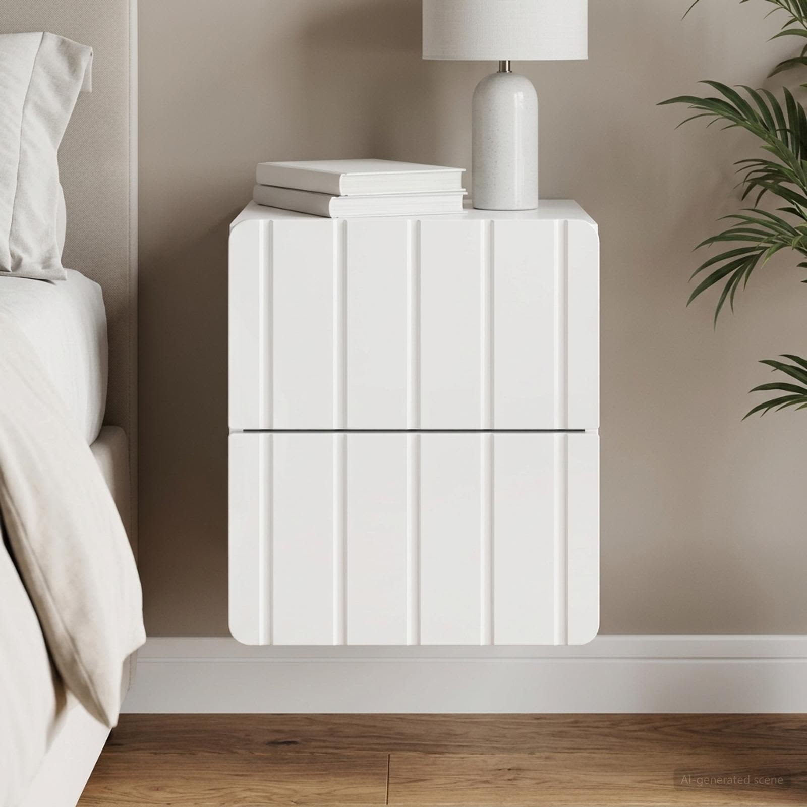 Cabinet de chevet mural Blanc brillant 33 x 34,5 x 43 cm - XIOS