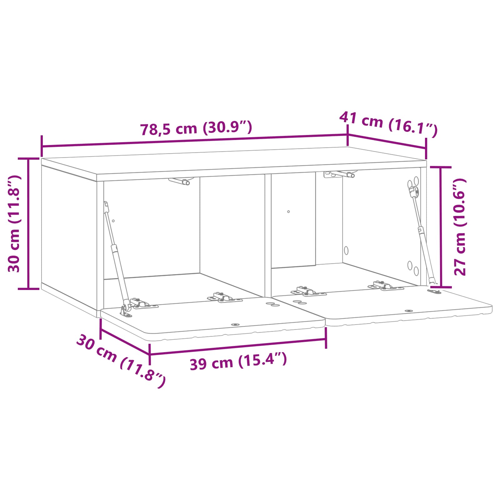Meuble TV mural Bois ancien 78,5 x 41 x 30 cm Bois d'ingénierie - XIOS