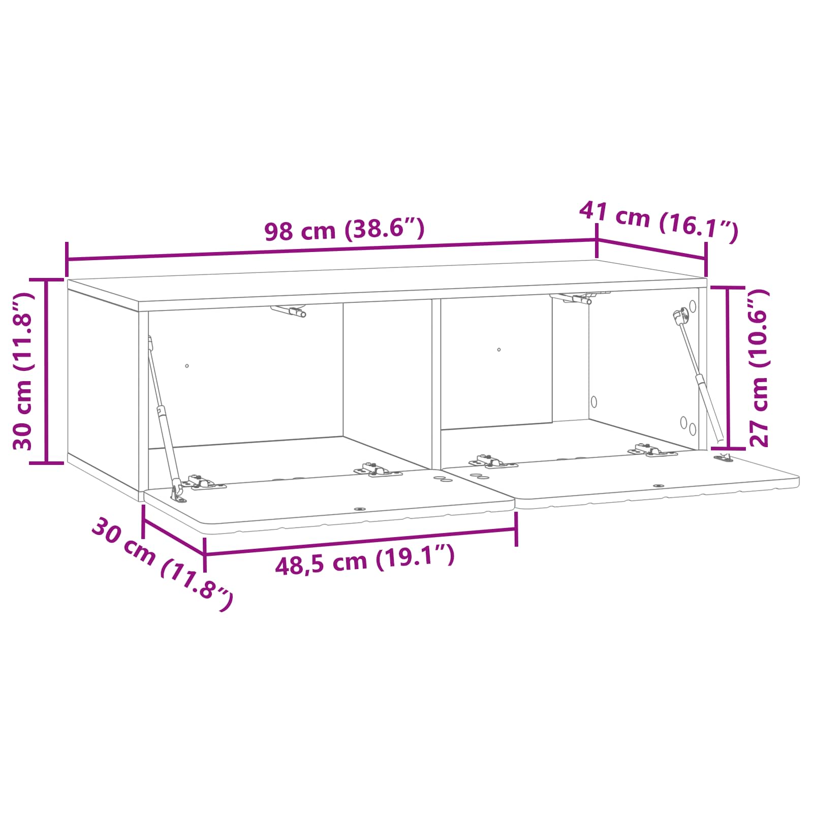 Meuble TV mural Gris béton 98 x 41 x 30 cm Bois d'ingénierie - XIOS