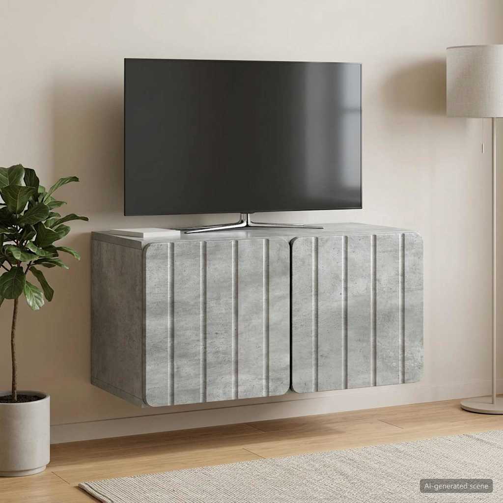 Meuble TV mural 59,5 x 31 x 30 cm Gris béton Bois d'ingénierie - XIOS