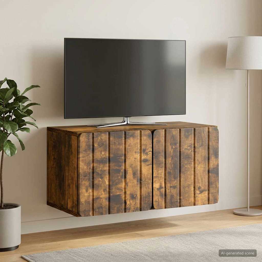 Meuble TV mural 59,5 x 31 x 30 cm Chêne fumé Bois d'ingénierie - XIOS