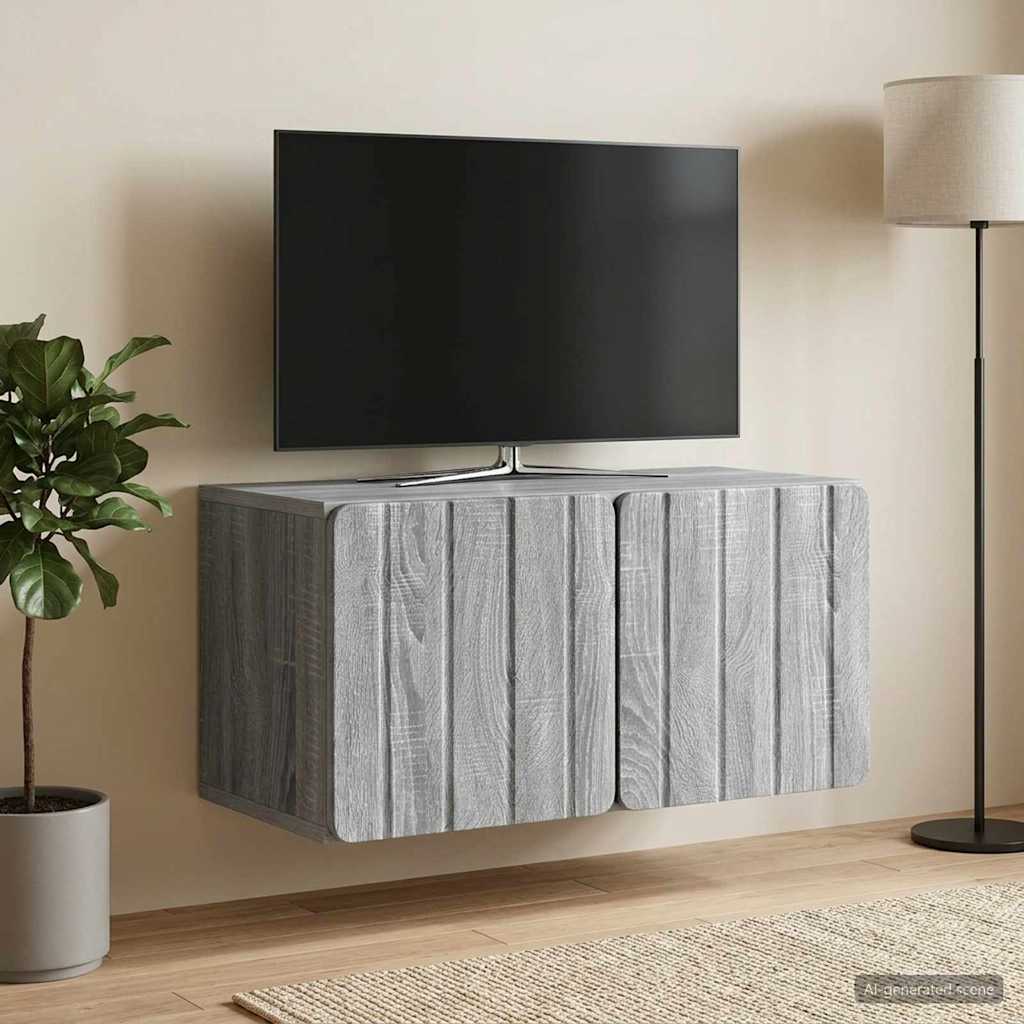Meuble TV mural 59,5 x 31 x 30 cm Sonoma gris Bois d'ingénierie - XIOS