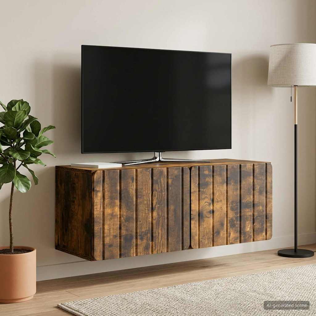 Meuble TV mural 78,5 x 31 x 30 cm Chêne fumé Bois d'ingénierie - XIOS