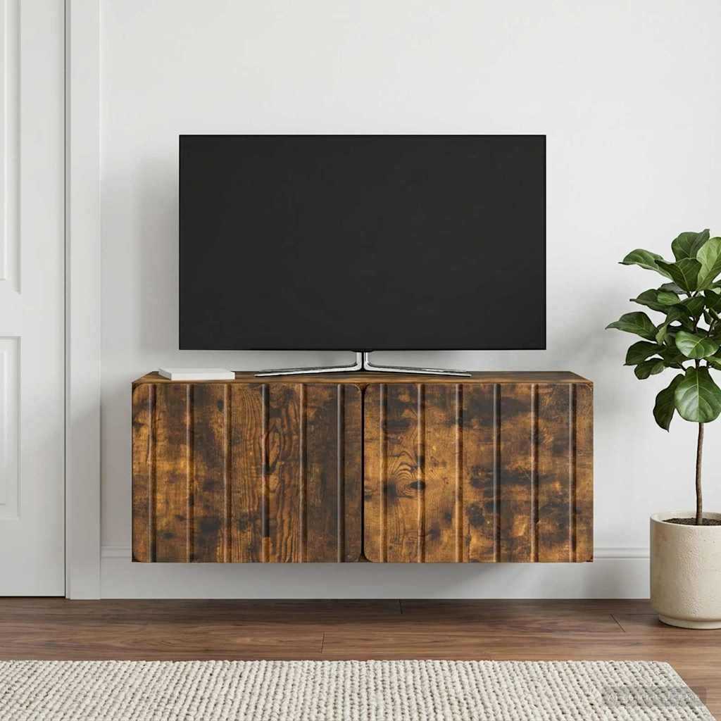 Meuble TV mural 78,5 x 31 x 30 cm Chêne fumé Bois d'ingénierie - XIOS