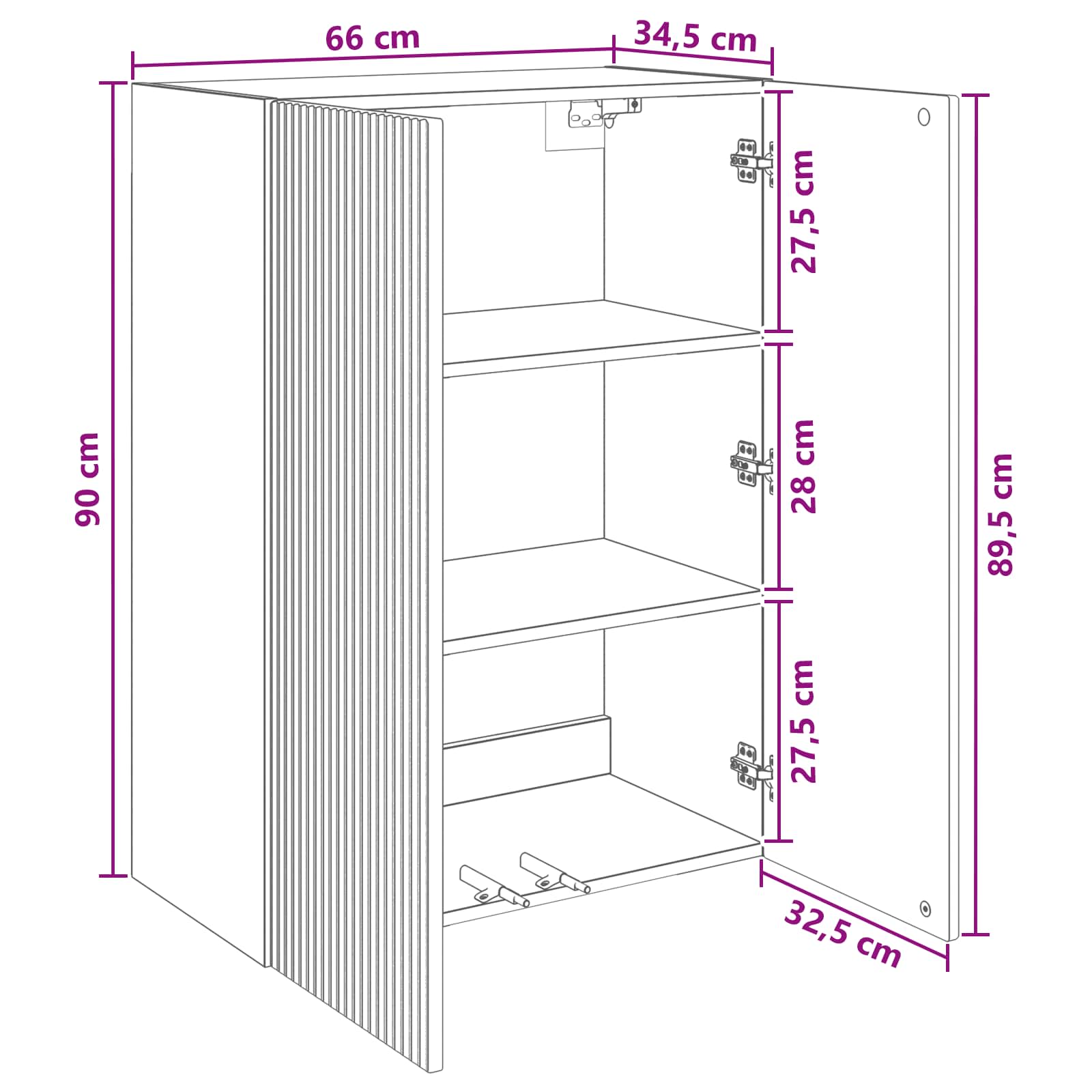 Armoire Murale Blanc brillant 66 x 34,5 x 90 cm - XIOS