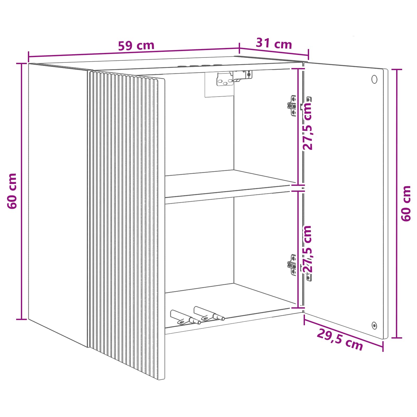 Armoire Murale Gris béton 59 x 31 x 60 cm Bois d'ingénierie - XIOS