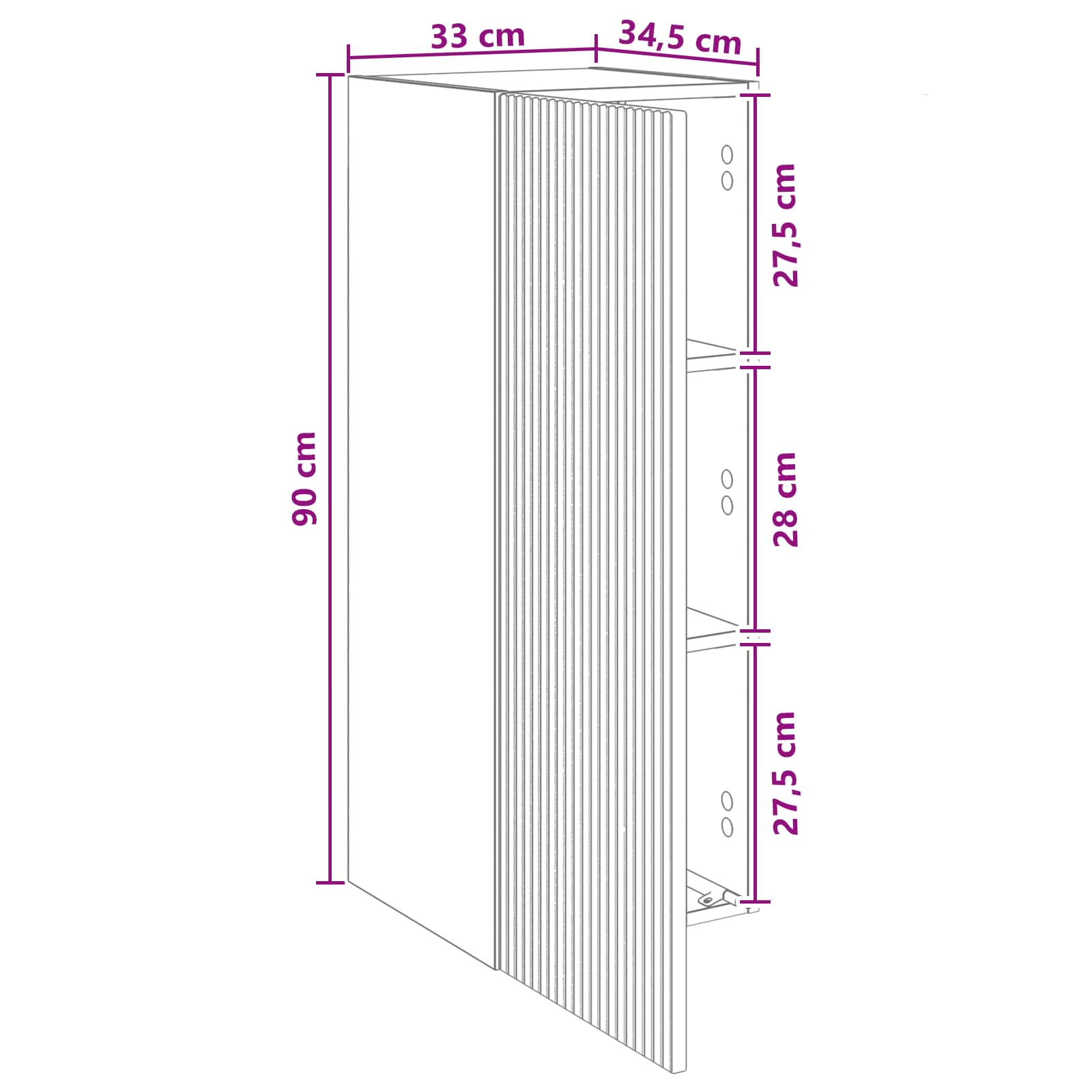 Armoire Murale Chêne fumé 33 x 34,5 x 90 cm Bois d'ingénierie - XIOS