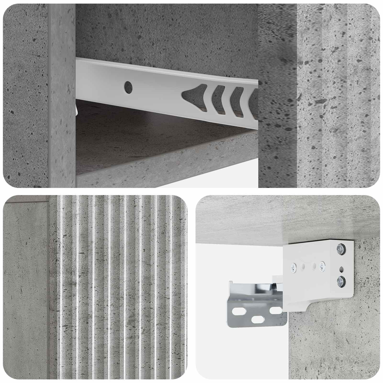 Cabinet de chevet mural 2 pcs Gris béton 49 x 34,5 x 20 cm - XIOS