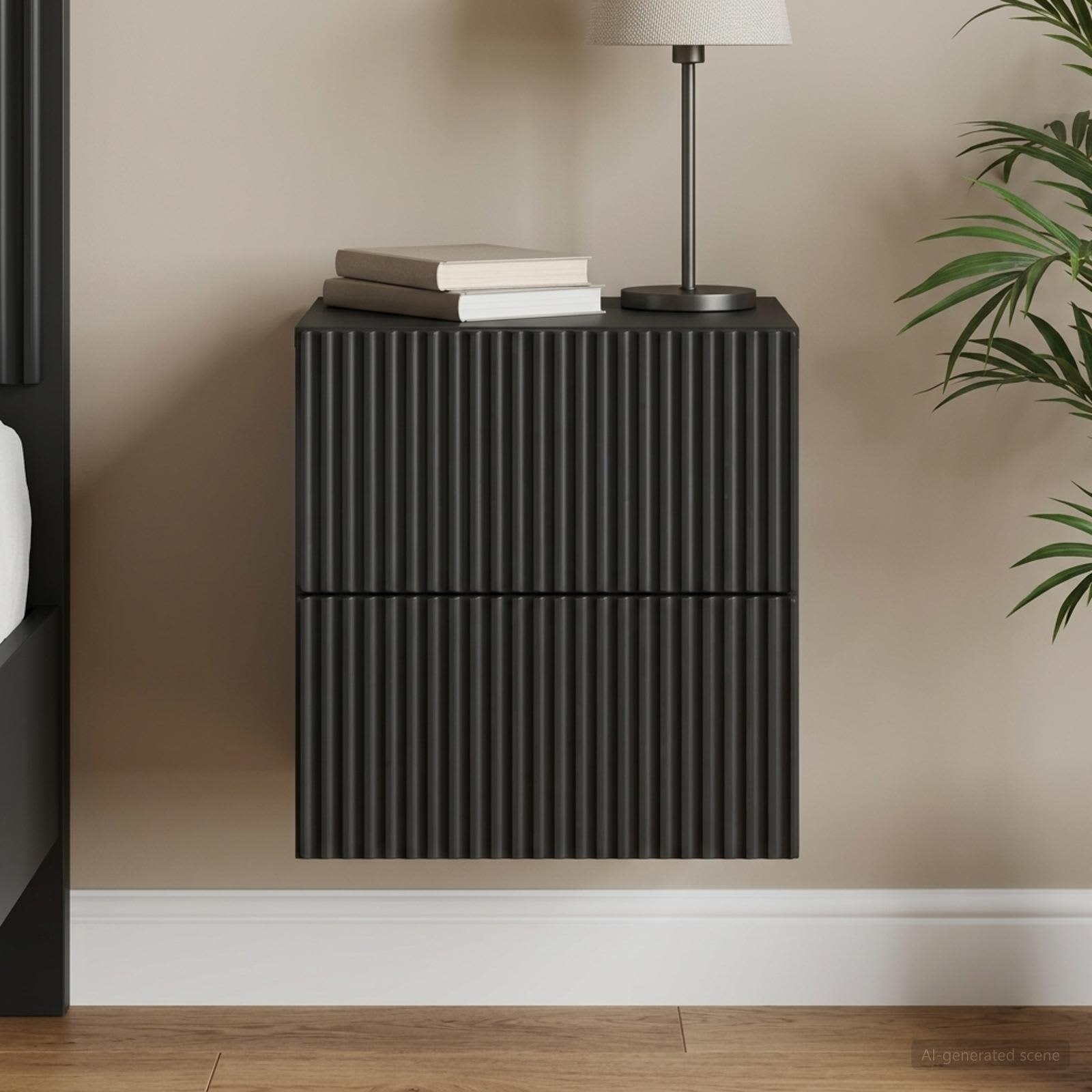 Cabinet de chevet mural avec tiroir Noir 33 x 34,5 x 40 cm - XIOS