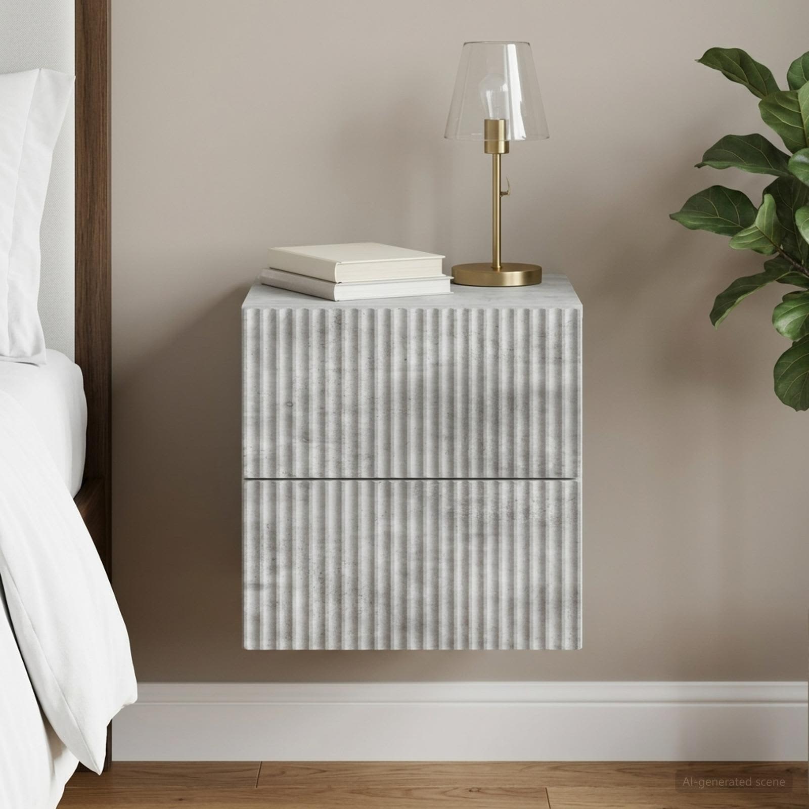 Cabinet de chevet mural Gris béton 33 x 34,5 x 40 cm - XIOS