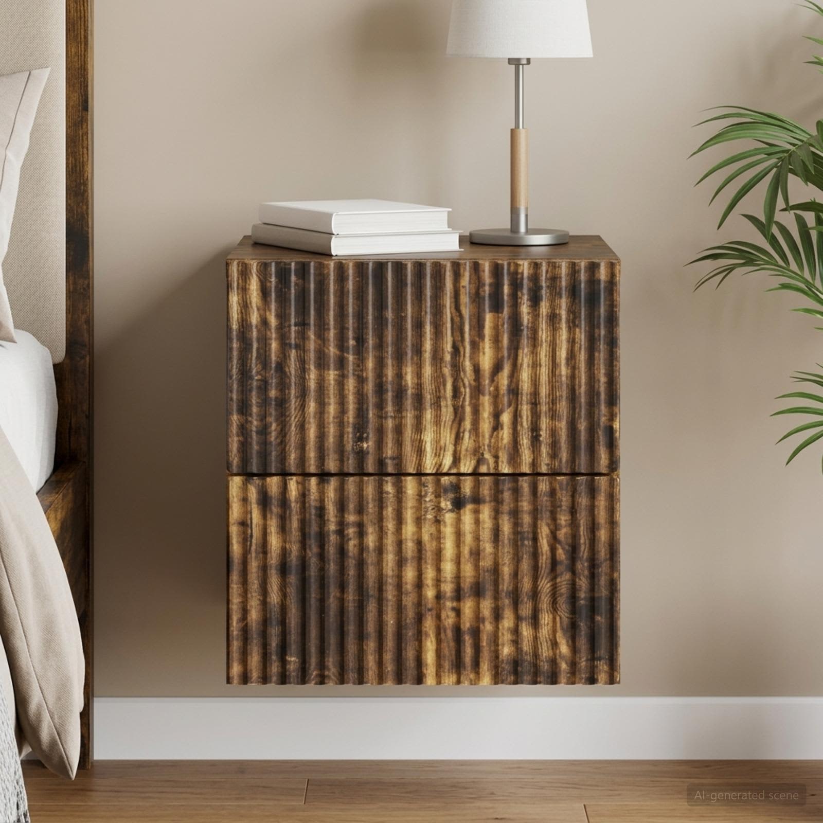 Cabinet de chevet mural Chêne fumé 33 x 34,5 x 40 cm - XIOS