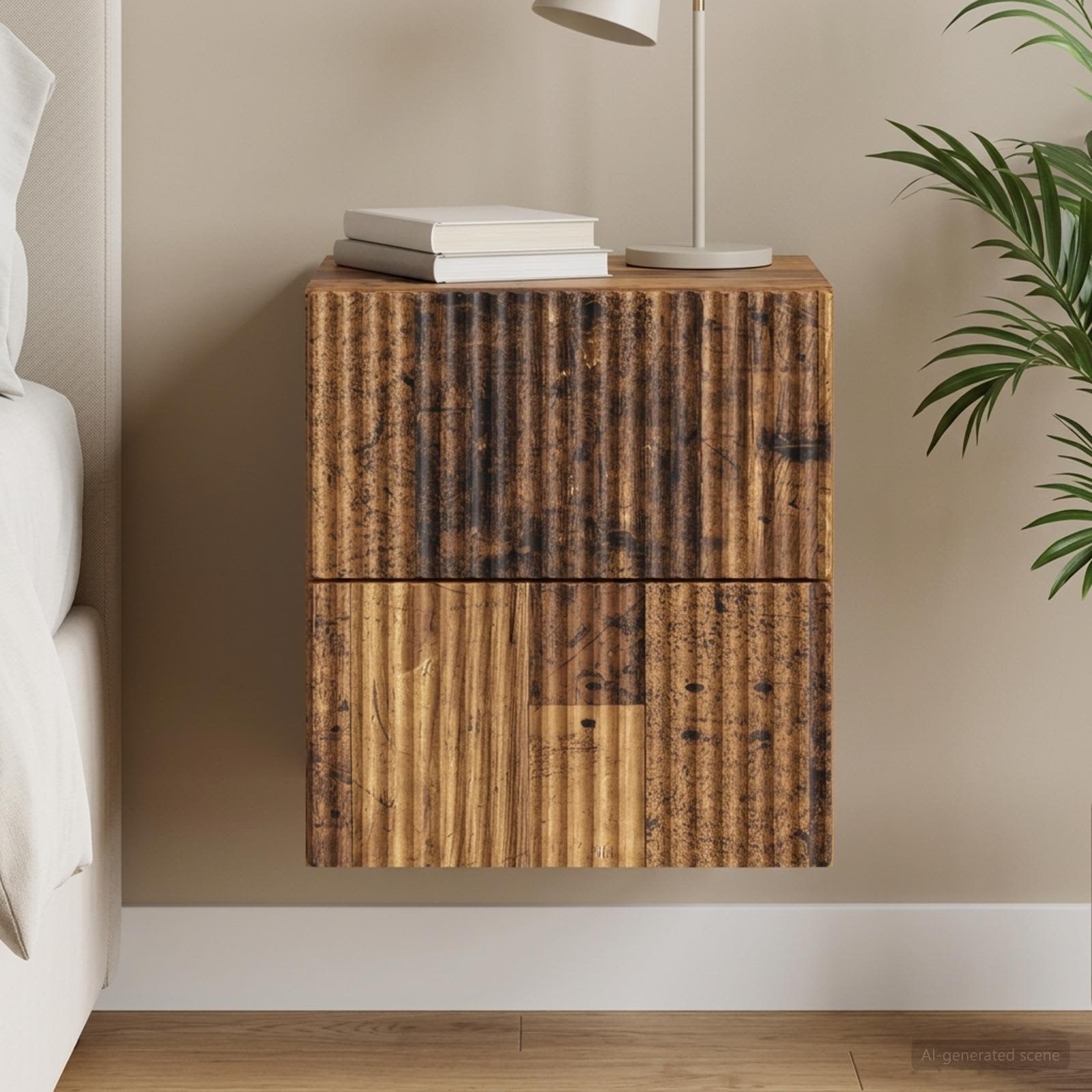 Cabinet de chevet mural Bois ancien 33 x 34,5 x 40 cm - XIOS