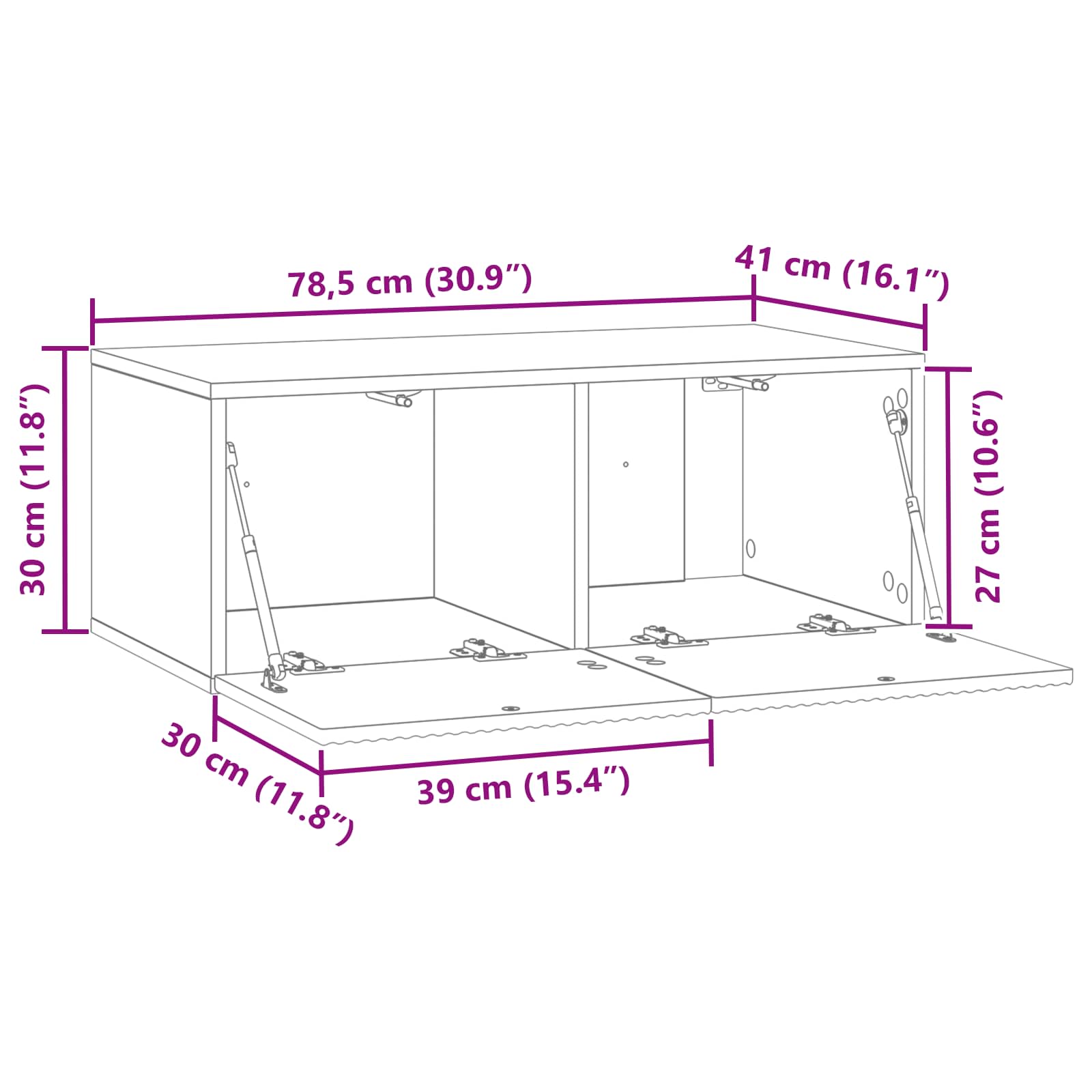 Meuble TV mural Chêne fumé 78,5 x 41 x 30 cm Bois d'ingénierie - XIOS