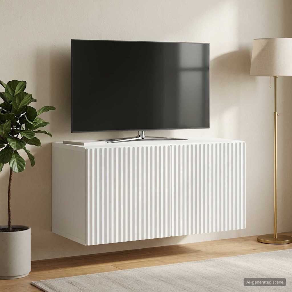 Meuble TV mural Blanc 59,5 x 31 x 30 cm Bois d'ingénierie - XIOS