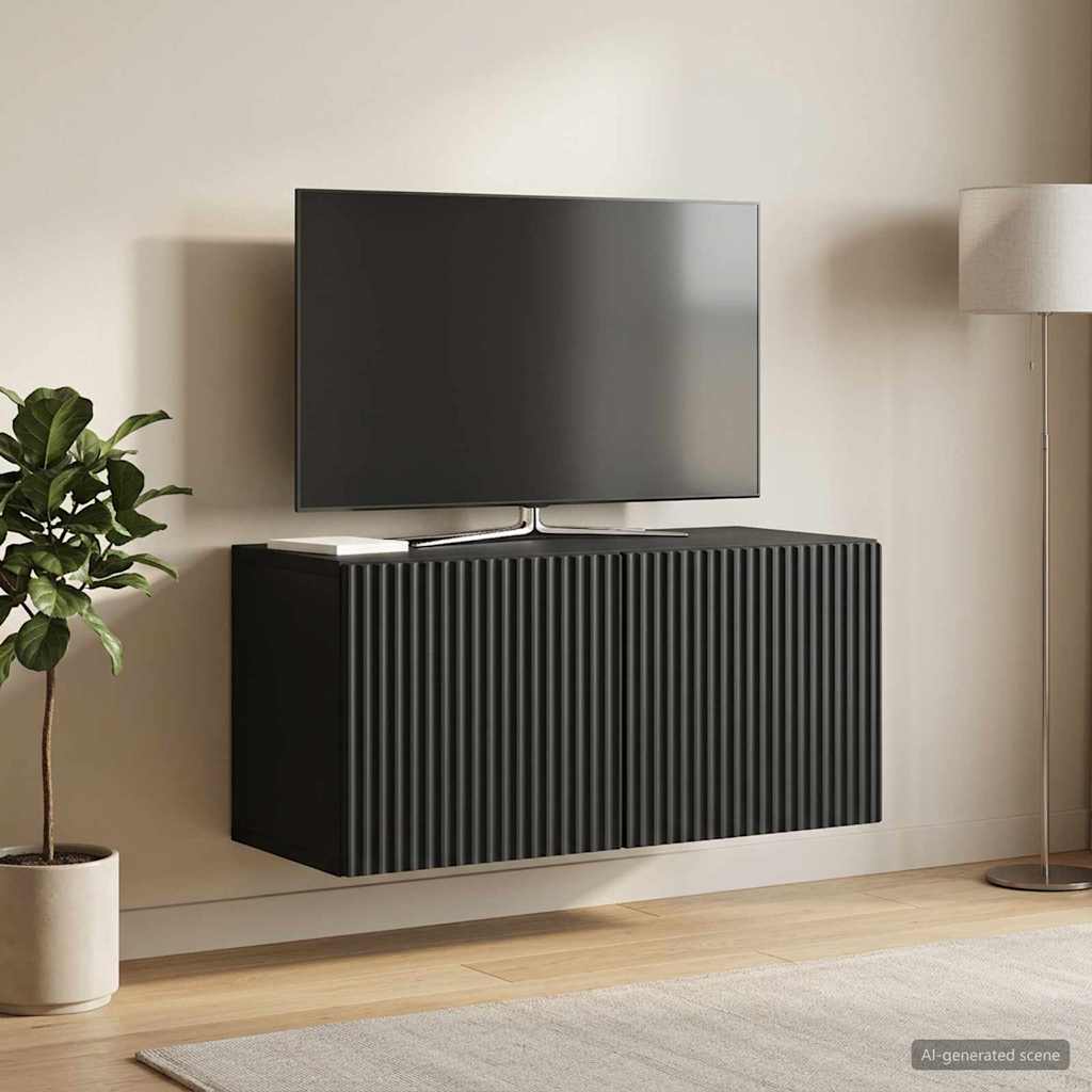 Meuble TV mural Noir 59,5 x 31 x 30 cm Bois d'ingénierie - XIOS