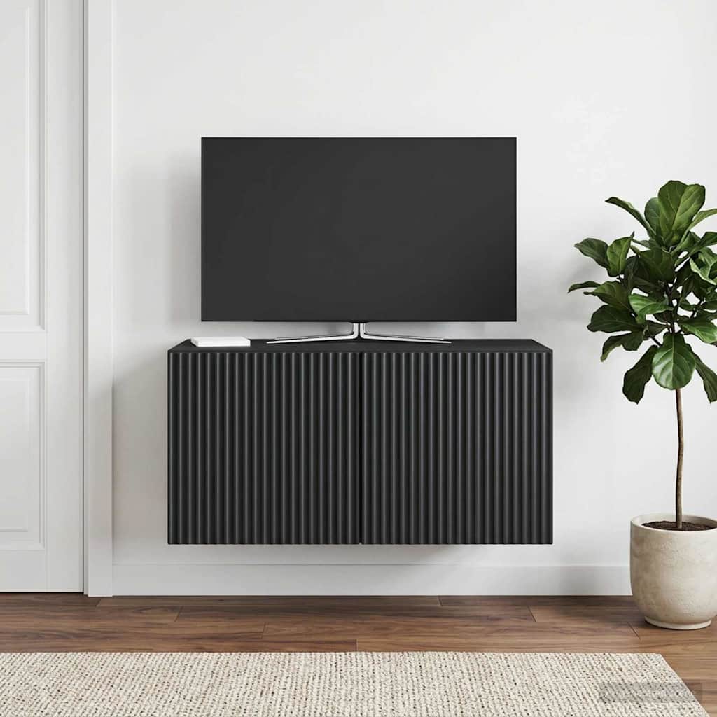 Meuble TV mural Noir 59,5 x 31 x 30 cm Bois d'ingénierie - XIOS