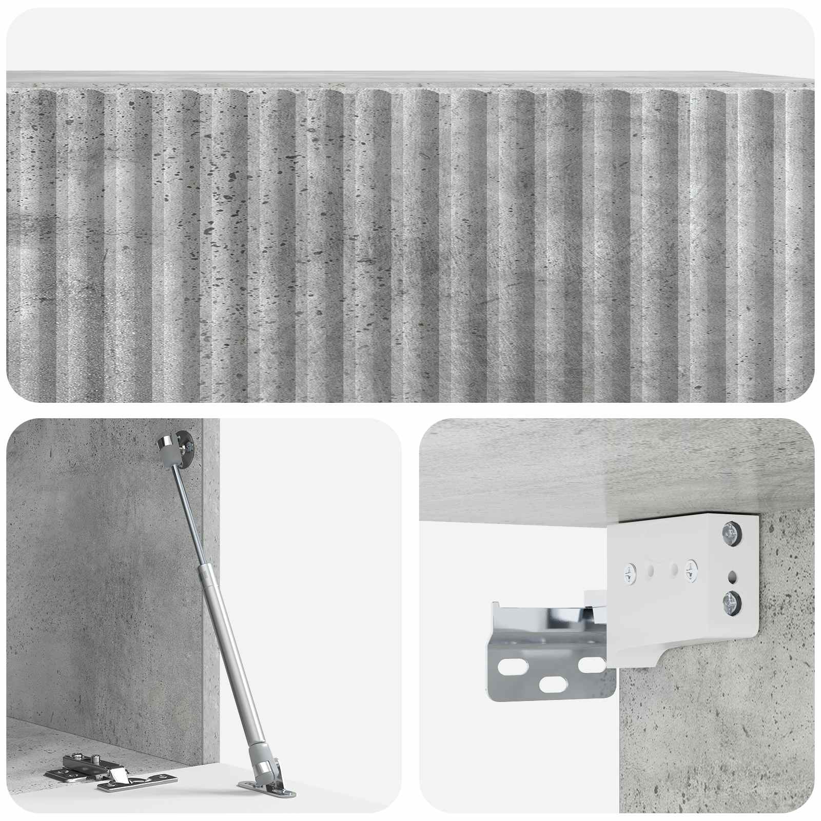 Meuble TV mural Gris béton 59,5 x 31 x 30 cm Bois d'ingénierie - XIOS