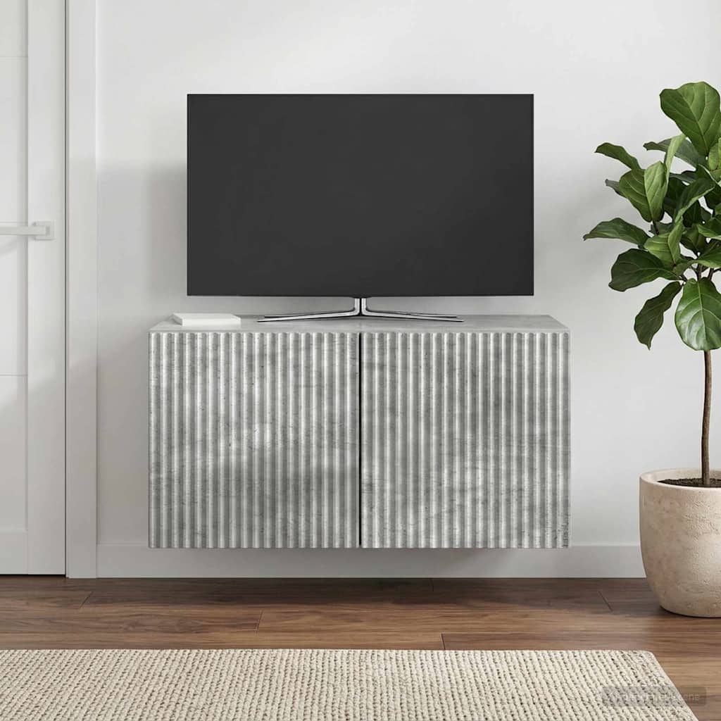 Meuble TV mural Gris béton 59,5 x 31 x 30 cm Bois d'ingénierie - XIOS