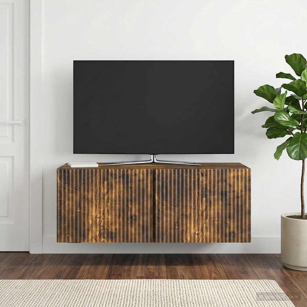 Meuble TV mural Chêne fumé 78,5 x 31 x 30 cm Bois d'ingénierie - XIOS