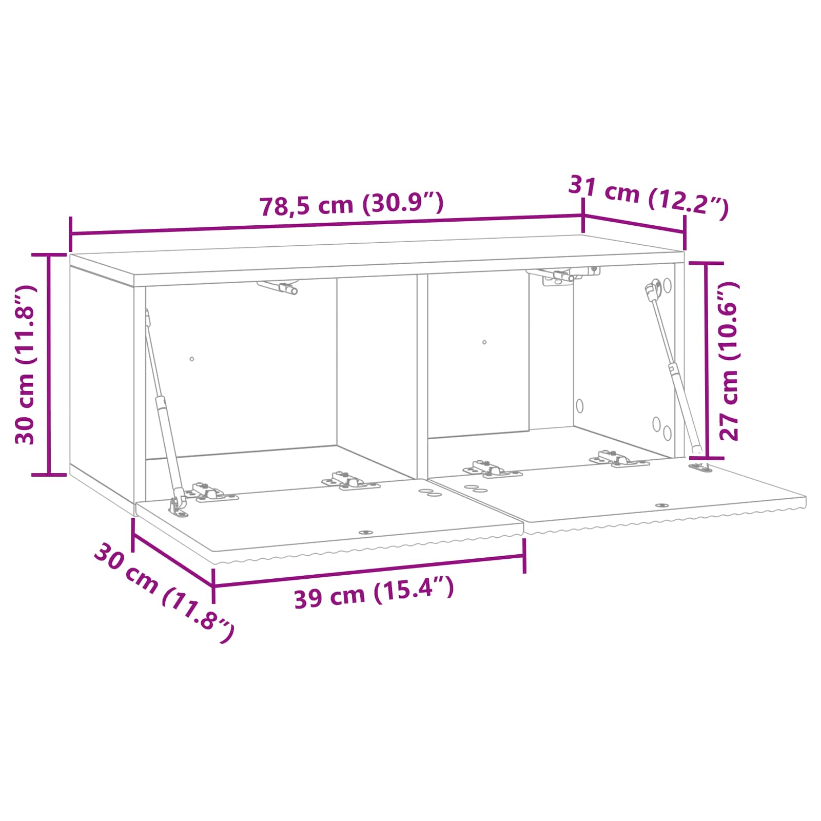 Meuble TV mural Sonoma gris 78,5 x 31 x 30 cm Bois d'ingénierie - XIOS