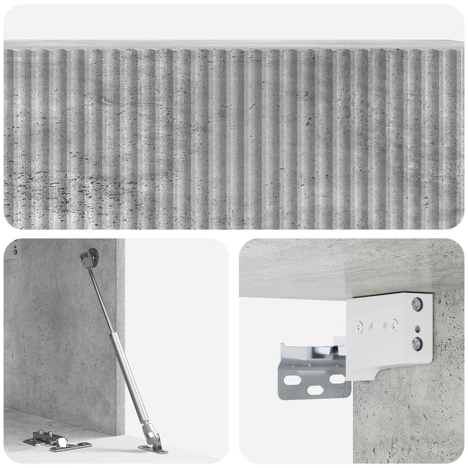 Meuble TV mural Gris béton 98 x 31 x 30 cm Bois d'ingénierie - XIOS