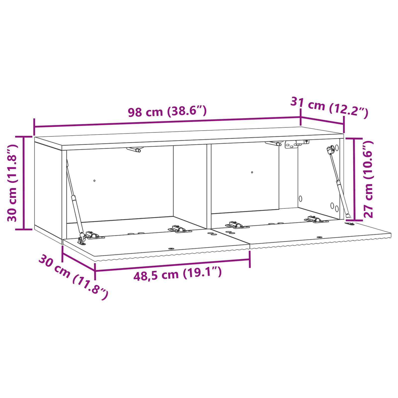 Meuble TV mural Montage mural Blanc brillant 98 x 31 x 30 cm - XIOS