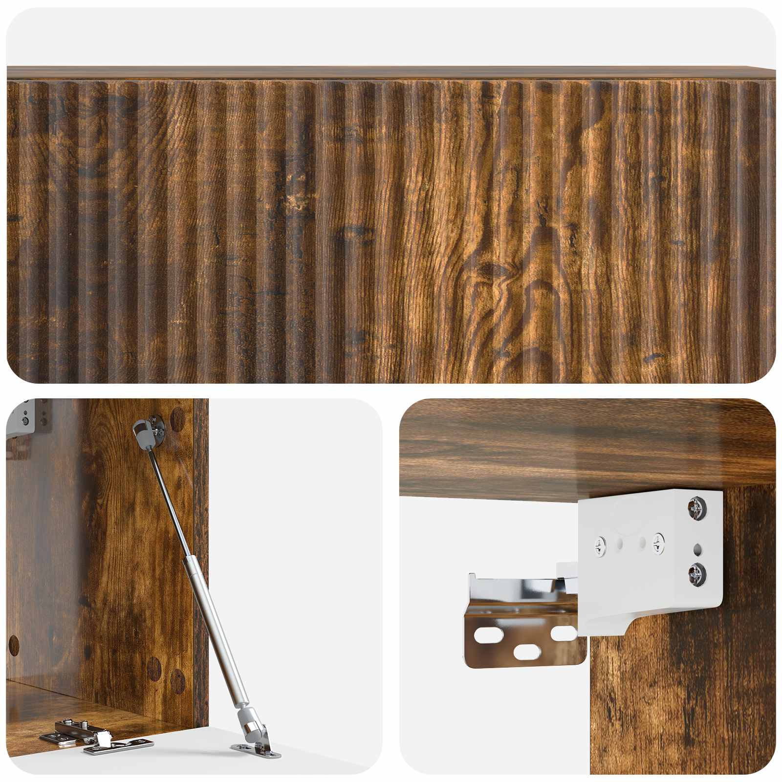 Meuble TV mural Chêne fumé 98 x 31 x 30 cm Bois d'ingénierie - XIOS